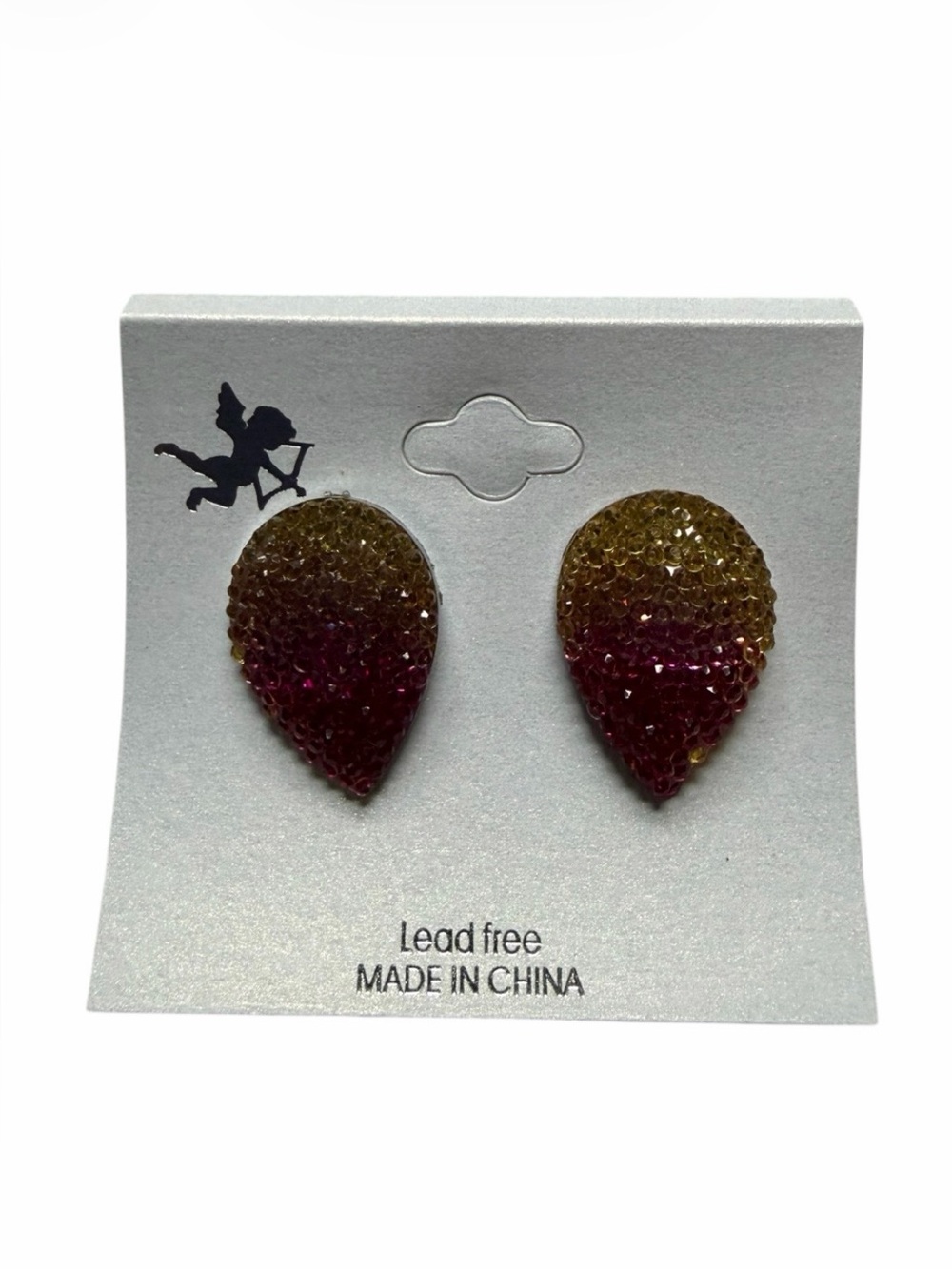 Upside Down Teardrop Style Bling Stud Earrings